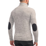 Wool Geometric Polo Neck + Arm Patches // Light Gray (M)