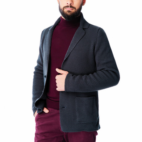 Wool Jacket + Puff Knit Design // Dark Gray (XS)