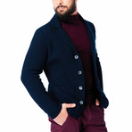 Wool Jacket + Puff Knit Design // Navy (XL)