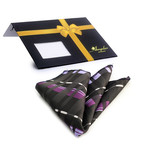 Silk Handkerchief + Gift Box // Violet Purple + Black Checkered