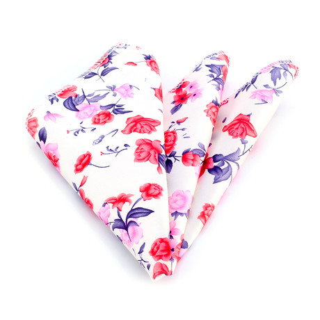 Silk Handkerchief + Gift Box // Rose + White floral