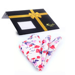 Silk Handkerchief + Gift Box // Rose + White floral