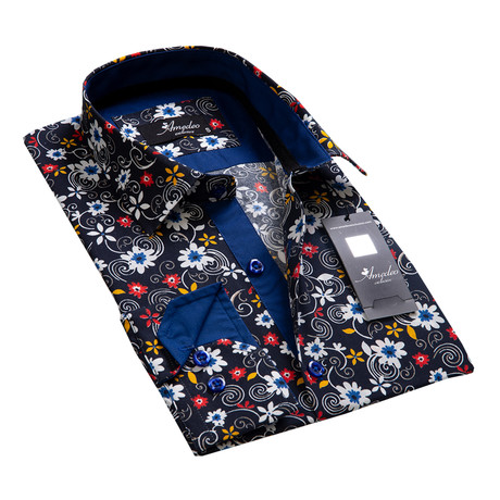 Amedeo Exclusive // Reversible Cuff Button-Down Shirt // Black + Multicolor Floral (S)