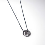 Antique Silver Ring + Pendant // Black Chain