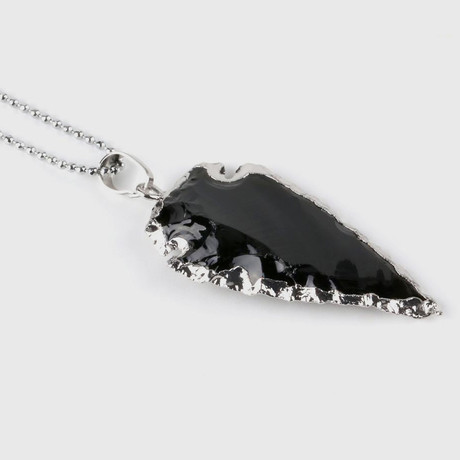 Arrowhead Stone Necklace // Black + Silver