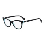 Fendi // Women's FF-0256 Acetate Optical Frames // Black + White + Blue