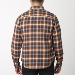 Natural Blue // Button Down Long Sleeve // Orange + Black (M)