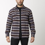 Visitor // Japanese Stripe Shirt Jacket // Brown + White (S)