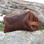 Leather Dopp Bag // Antique Brown