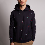 Gnome Embroidered Hoodie // Navy (S)