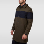 Willow Chest Panel Wool City Coat // Olive (L)