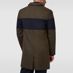 Willow Chest Panel Wool City Coat // Olive (2XL)