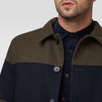 Willow Chest Panel Wool City Coat // Olive (XL)
