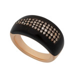 Bucherer 18k Rose Gold, Brown Diamond + Ebony Wood Ring // Ring Size: 7.25