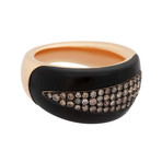 Bucherer 18k Rose Gold, Brown Diamond + Ebony Wood Ring // Ring Size: 6.5