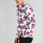 Andrew Long Sleeve Shirt // White + Navy Blue (L)