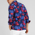 Andrew Long Sleeve Shirt // Navy + Red (M)