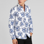 Punta Cana Button Down Shirt // White + Blue (L)