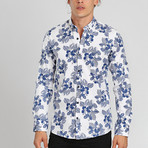 Punta Cana Button Down Shirt // White + Blue (L)