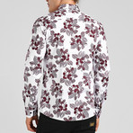 Milos Button Down Shirt // White + Claret Red (XL)