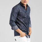 Aaron Long Sleeve Shirt // Navy Blue + Khaki (M)