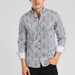 Bali Button Down Shirt // White + Gray (L)