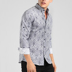 Bali Button Down Shirt // White + Gray (XS)