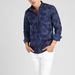 Costa Rica Button Down Shirt // Navy Blue (XL)