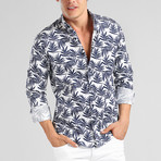Reuben Long Sleeve Shirt // White + Navy (XL)