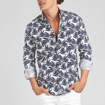 Reuben Long Sleeve Shirt // White + Navy (XL)