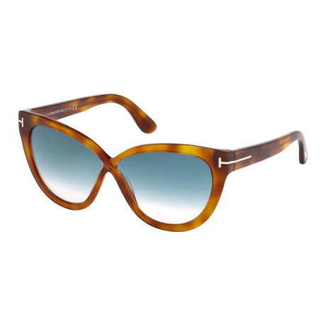 Tom Ford // Women's Arabella Acetate Sunglasses // Havana + Blue Gradient