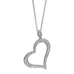 Vintage Piaget 18k White Gold Diamond Open Heart Necklace // Chain: 16.5"