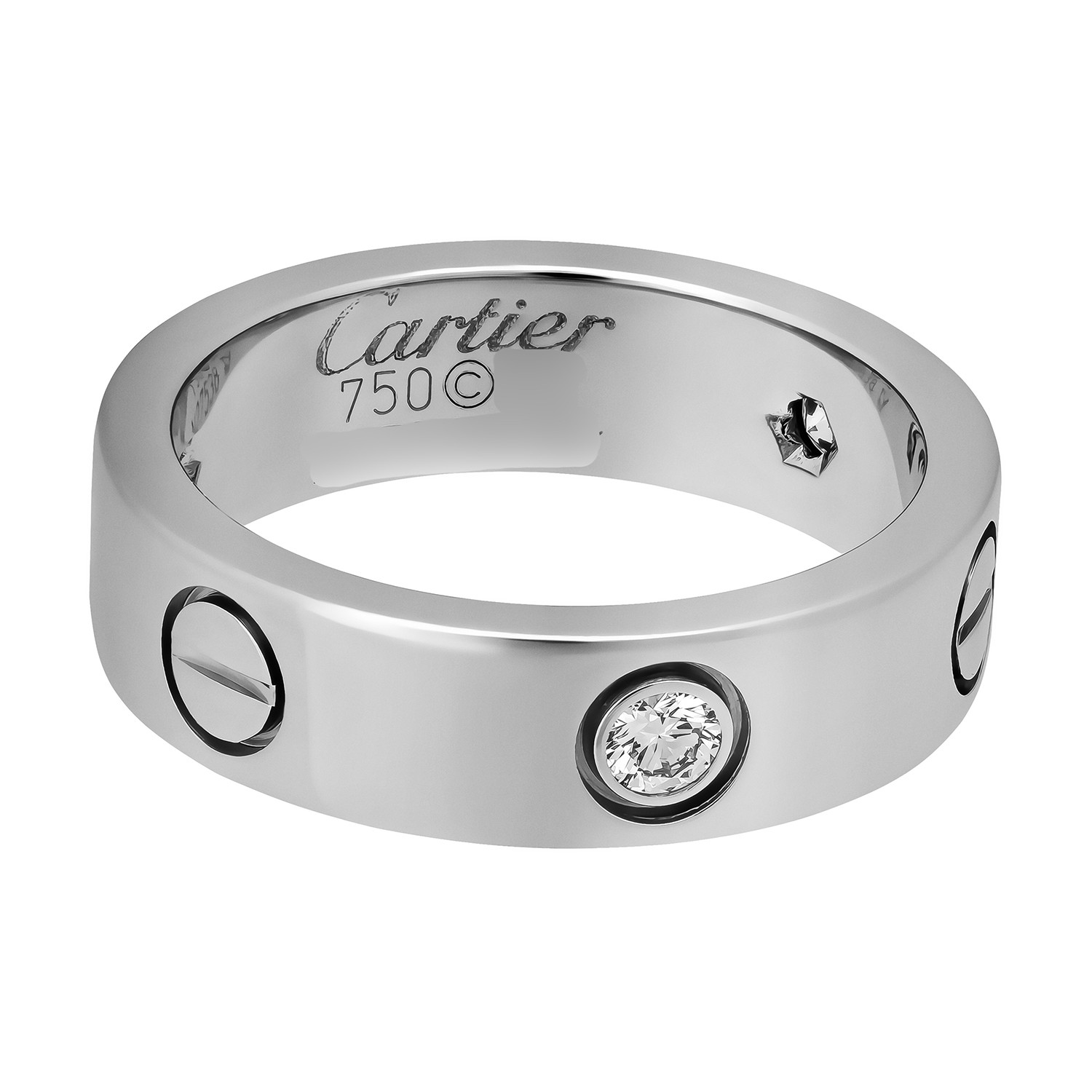 Vintage Cartier 18k White Gold 3 Diamond Love Ring (Size: 6) - Women's ...