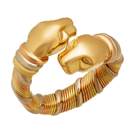 Vintage Cartier 18k Yellow Rose Gold + 18k White Gold Double Head Panther Ring // Ring Size: 5.25