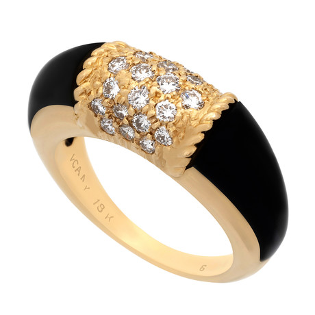 Vintage Van Cleef & Arpels 18k Yellow Gold Diamond + Onyx Ring // Ring Size: 6