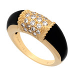 Vintage Van Cleef & Arpels 18k Yellow Gold Diamond + Onyx Ring // Ring Size: 6