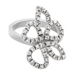 Vintage Gucci 18k White Gold Diamond Flora Ring // Ring Size: 4.5