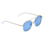 Voyager Sunglasses // Shiny Silver + Solid Blue