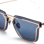 Bond Sunglasses // Rose Gold + Blue Mirror