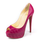 Women's Crocodile Open Toe Heels // Pink (Euro: 37.5)