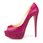Women's Crocodile Open Toe Heels // Pink (Euro: 36)
