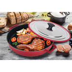 Stovetop Oven Grill Pan + Steam Lid (Black)