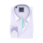 Plaid-Trim Button-Up Shirt // Lilac (XL)