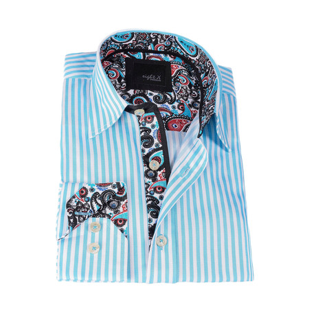 Stripe Button Up // Turquoise (3XL)