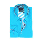 Julian Digital Print Shirt Button-Up // Turquoise (L)