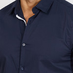 Blanc // Solid Button Up // Navy (Small)