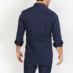 Blanc // Solid Button Up // Navy (X-Large)