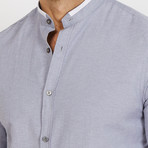 Blanc // Mandarin Collar Button // Gray (Large)