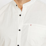 Blanc // Mandarin Collar Button // White (Small)