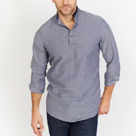 Blanc // Collarless Shirt // Smoke Gray (Large)